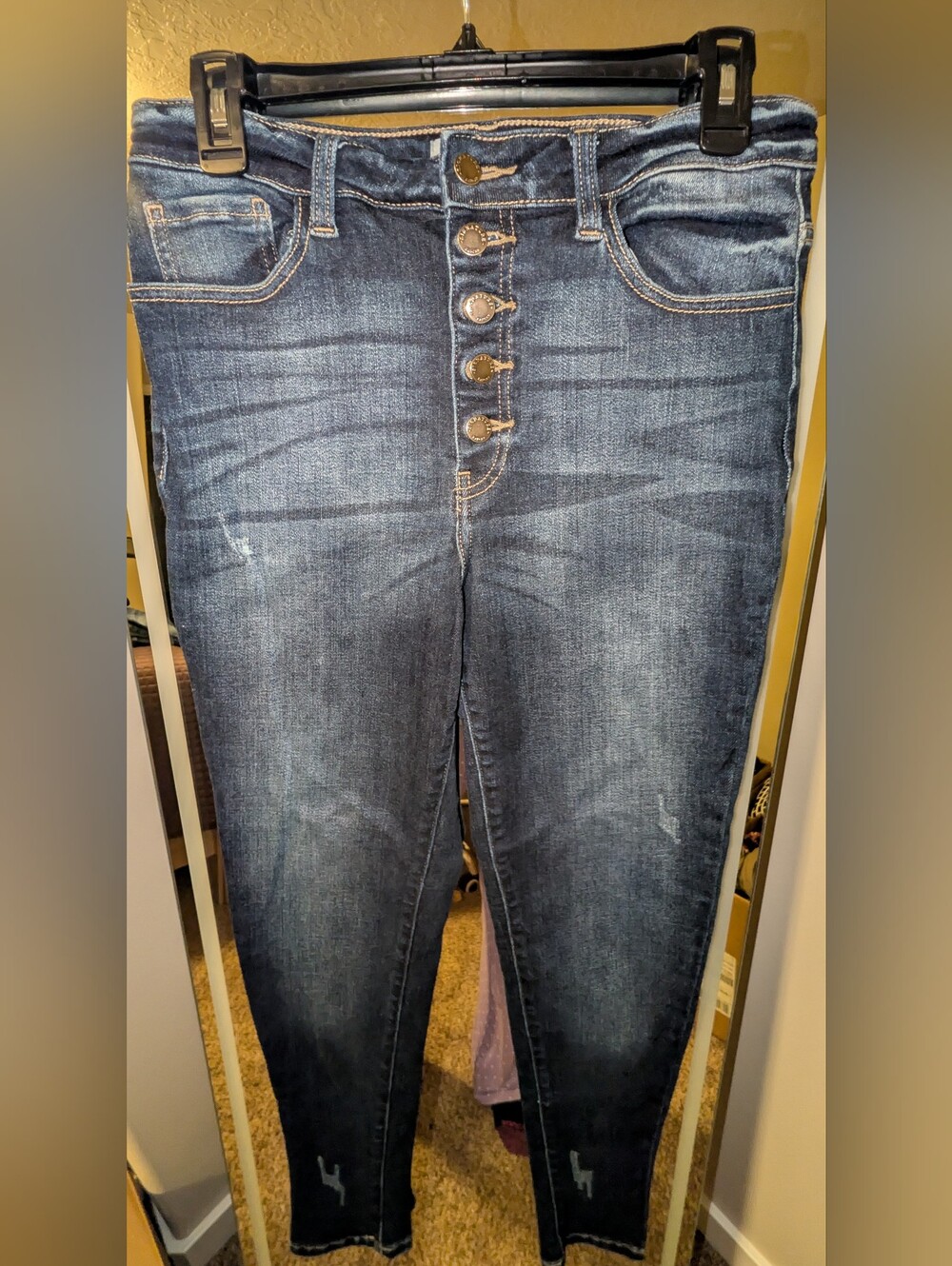 KanCan High-Rise Button-Fly Dark Blue Jeans